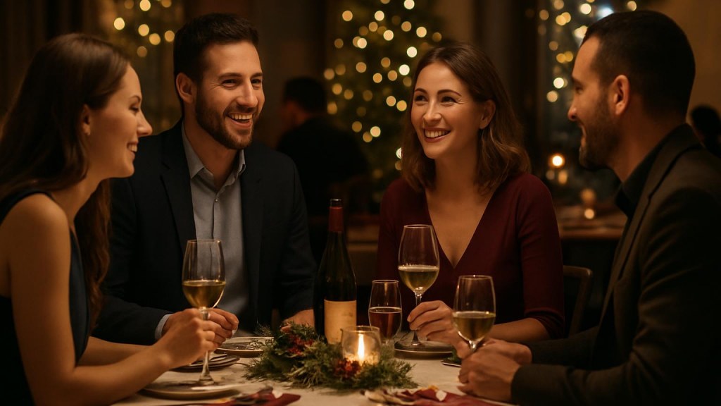 Gruppo di adulti in contesto sociale per Capodanno